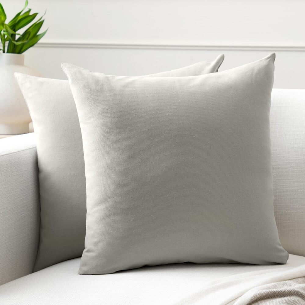5794 Throw Pillow Covers 24x24 in Set of 2 Light Grey | No Inserts | Cotton
